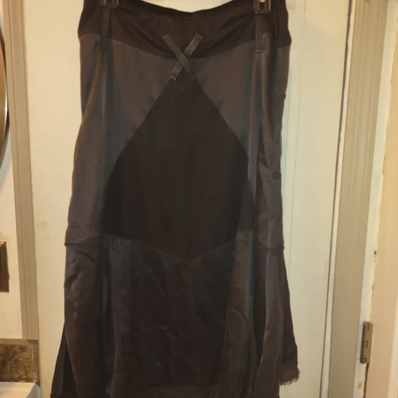GO By Go Silk Skirt 100% Silk Asymmetrical Hem Midi in Off Black SZ M New $298